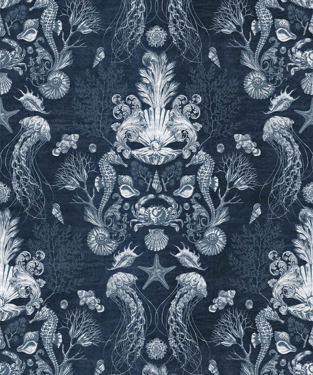 Oceania Damask Wallpaper, Blue