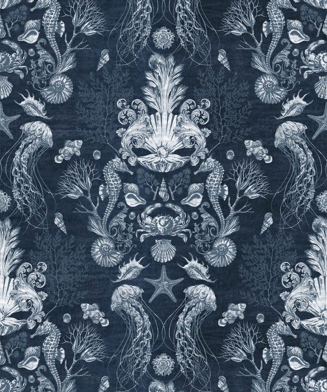 Oceania Damask Wallpaper, Blue