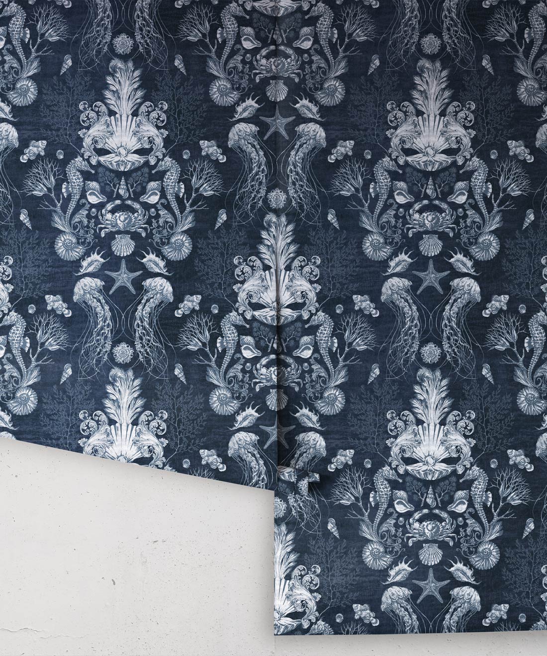 Oceania Damask Wallpaper, Blue