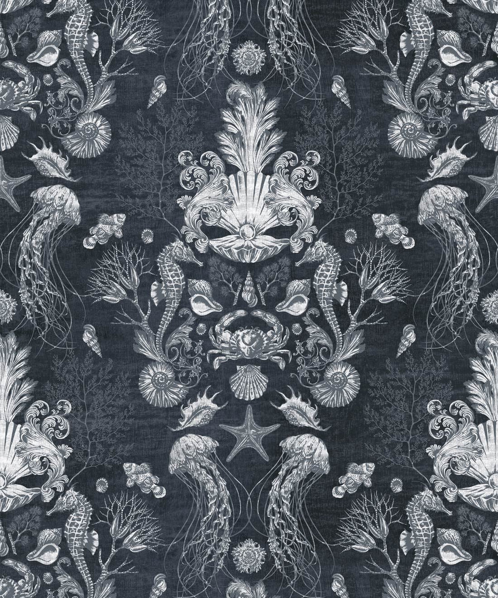 Oceania Damask Wallpaper, Gray