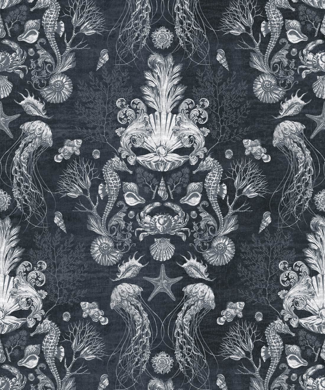 Oceania Damask Wallpaper, Gray