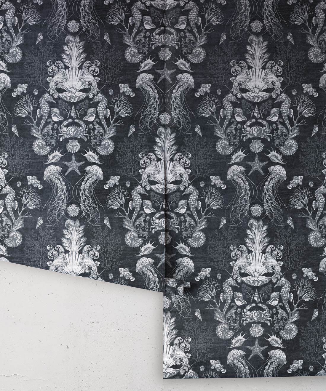 Oceania Damask Wallpaper, Gray