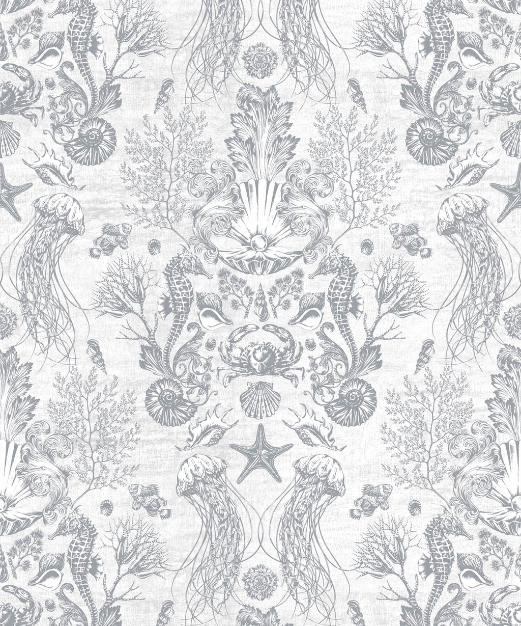 Oceania Damask Wallpaper, Silver