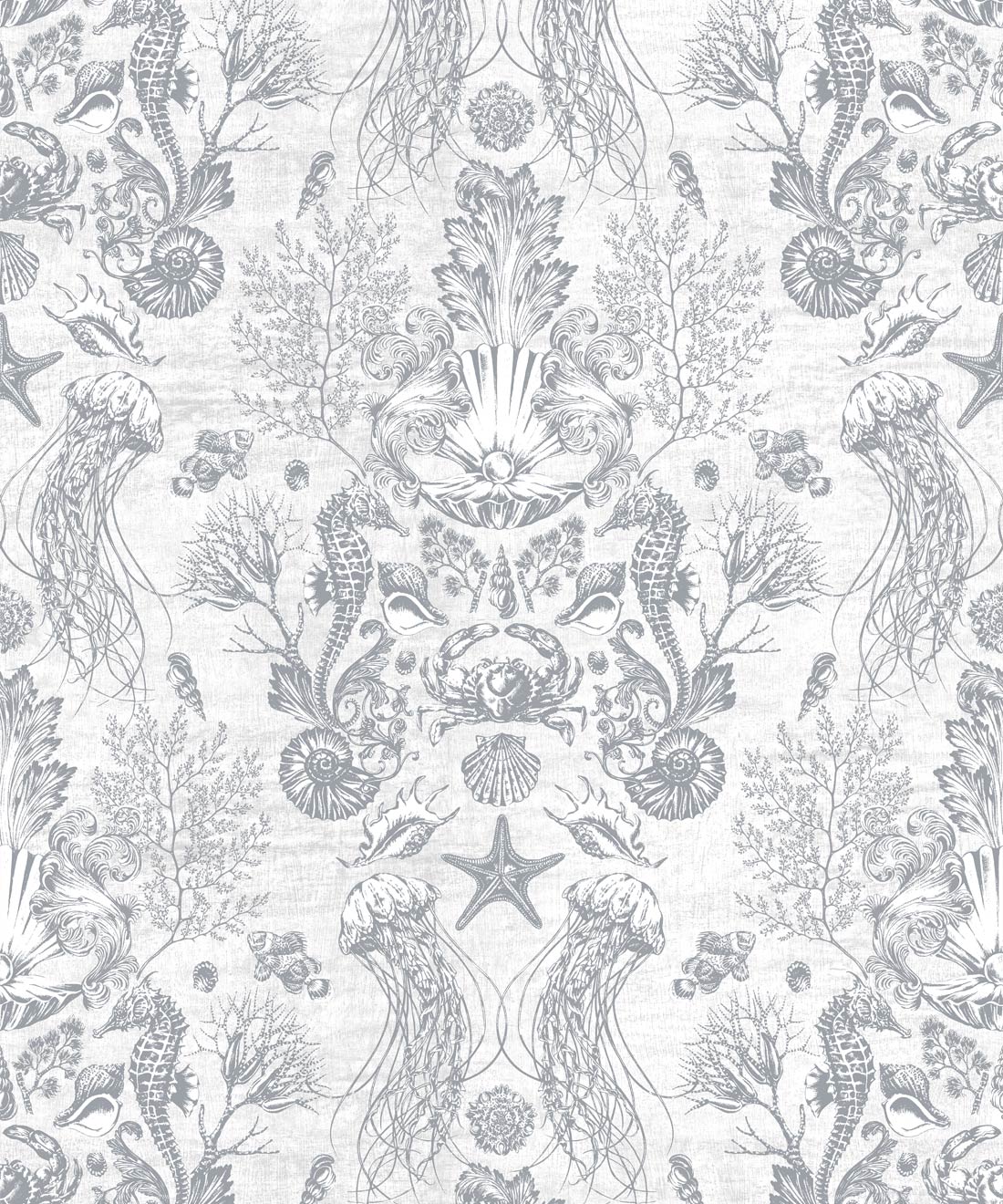 Oceania Damask Wallpaper, Silver