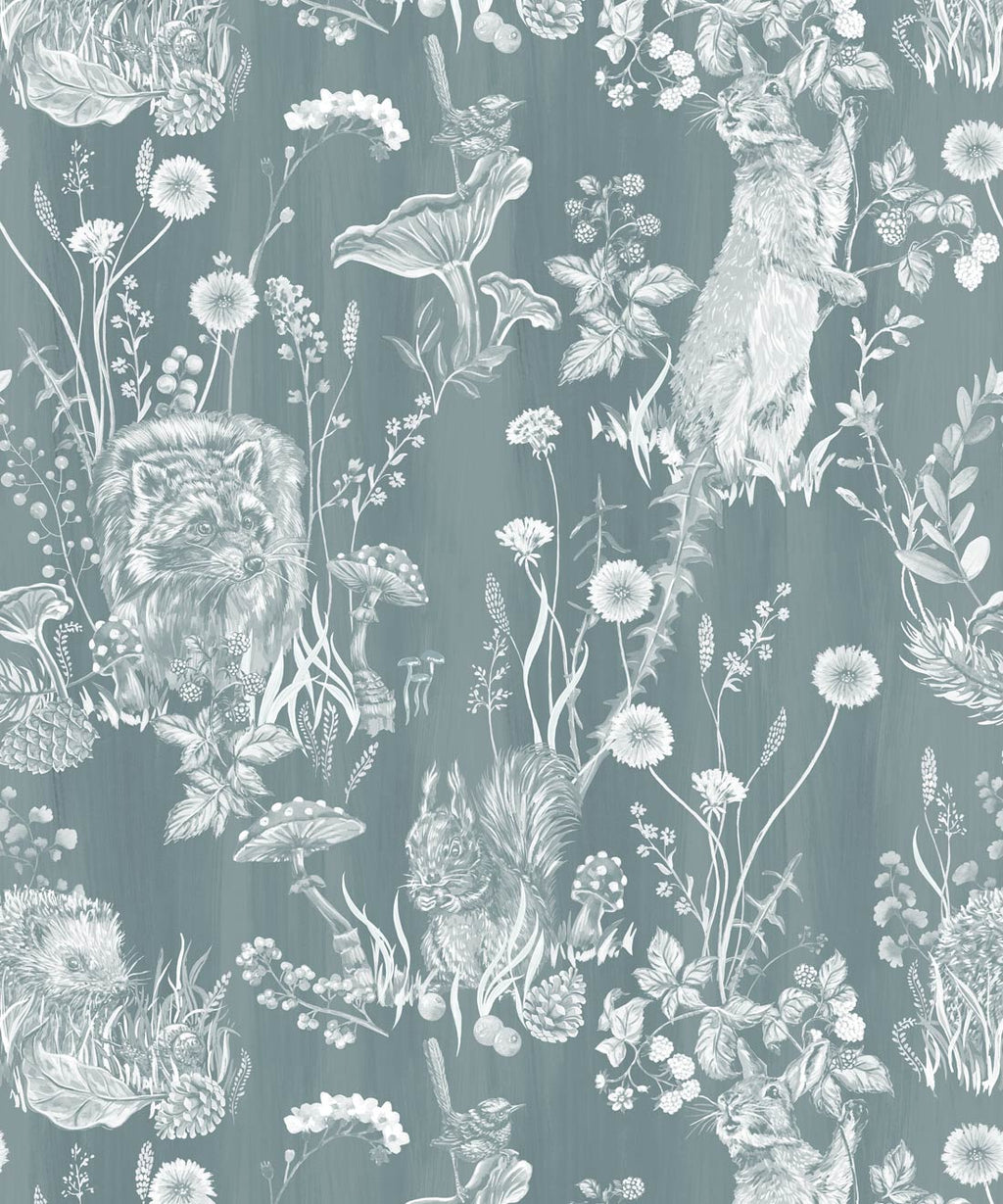 Woodland Friends Wallpaper, Duck Egg