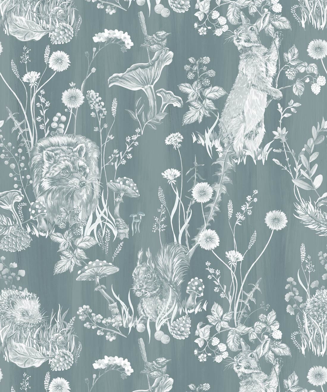 Woodland Friends Wallpaper, Duck Egg