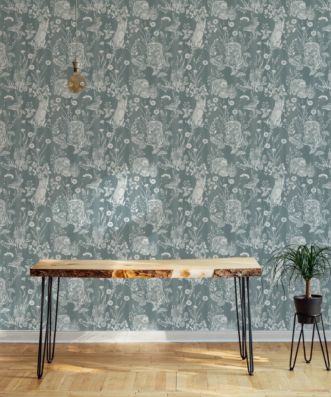 Woodland Friends Wallpaper, Duck Egg