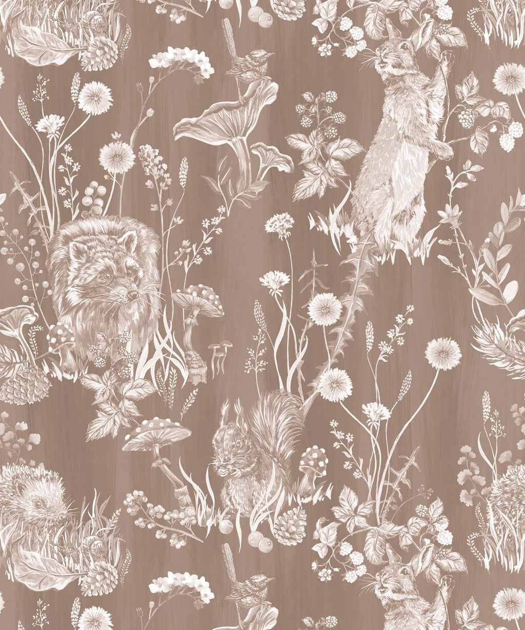 Woodland Friends Wallpaper, Ecru