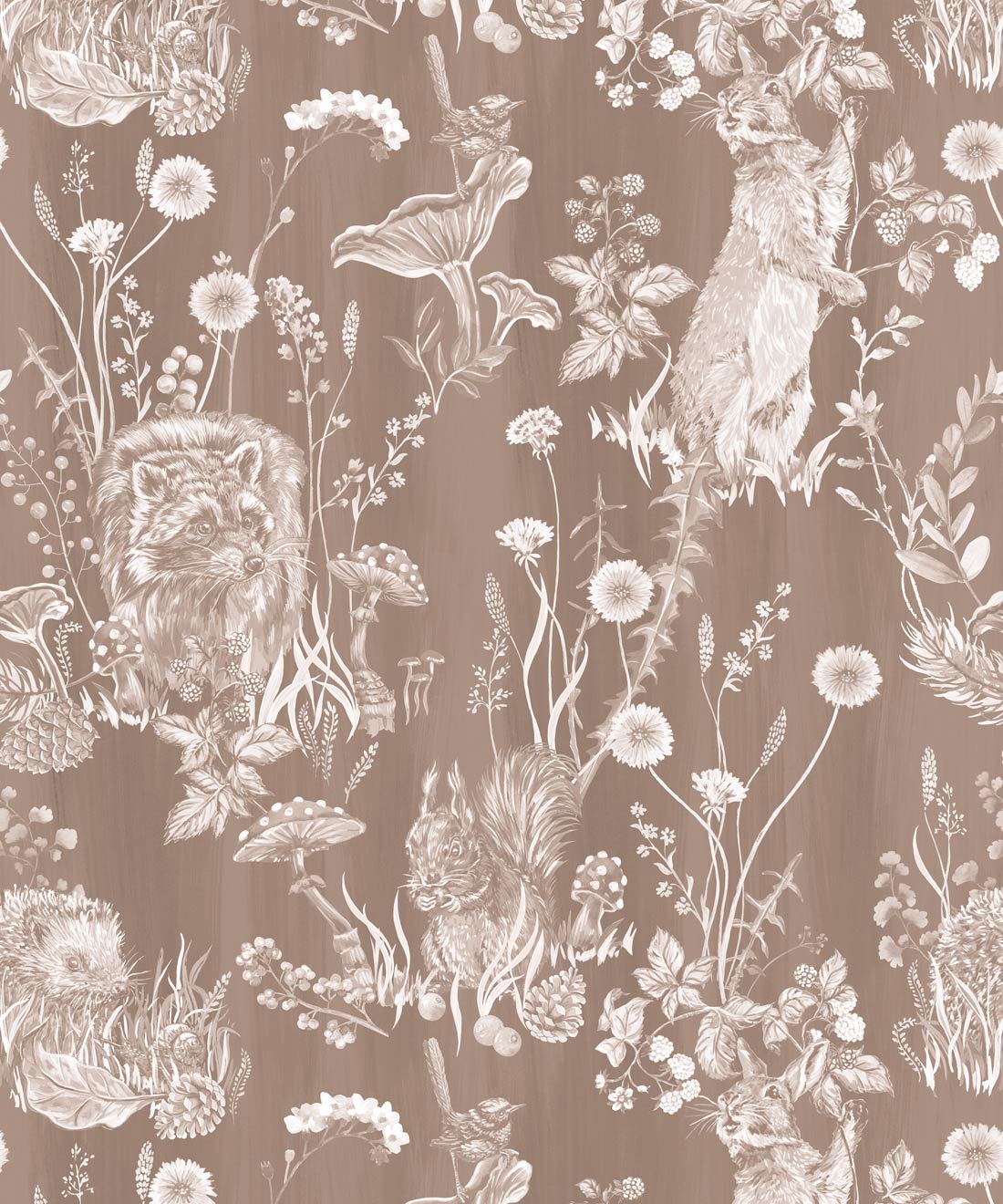 Woodland Friends Wallpaper, Ecru