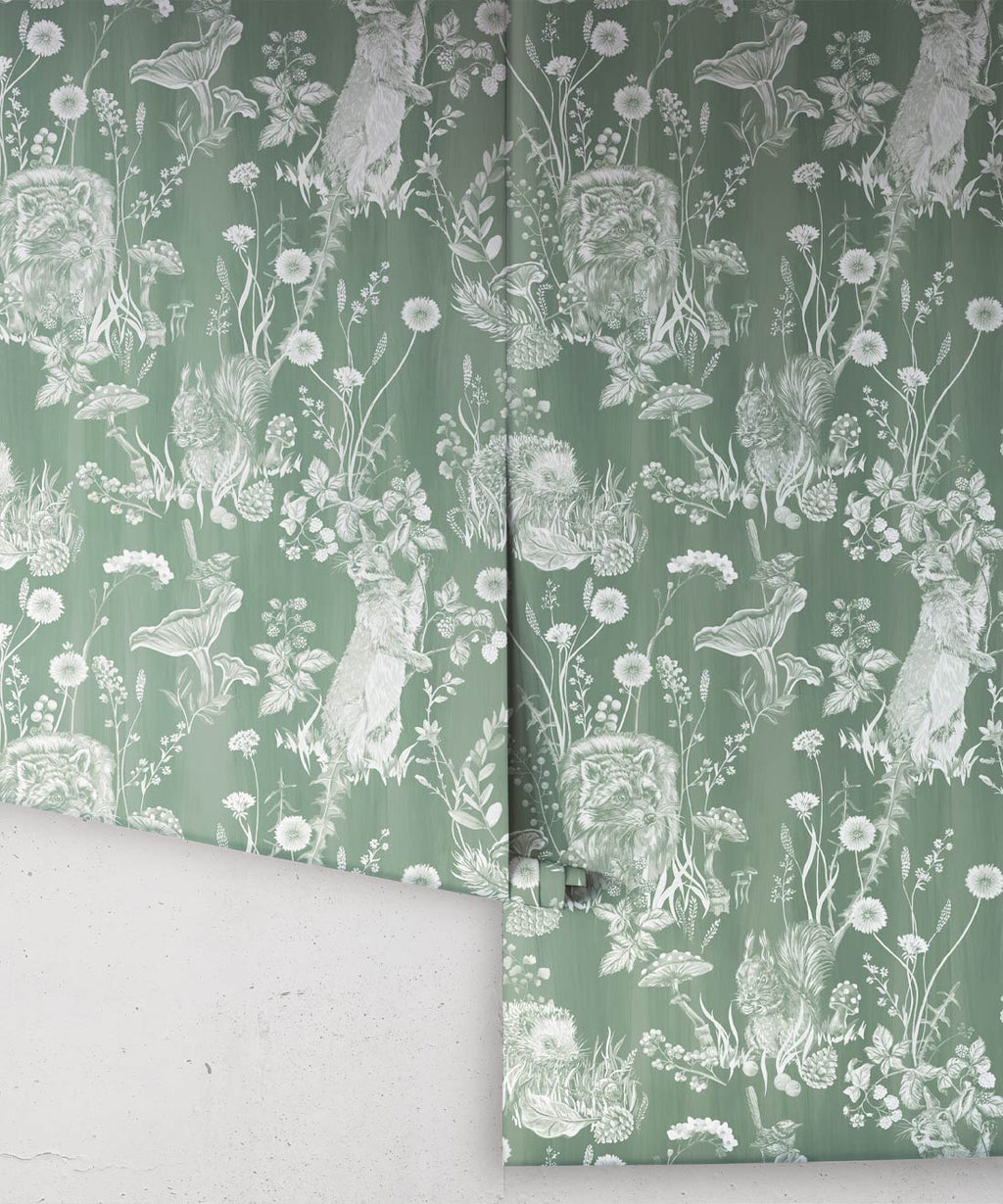 Woodland Friends Wallpaper, Green