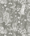 Woodland Friends Wallpaper, Gray
