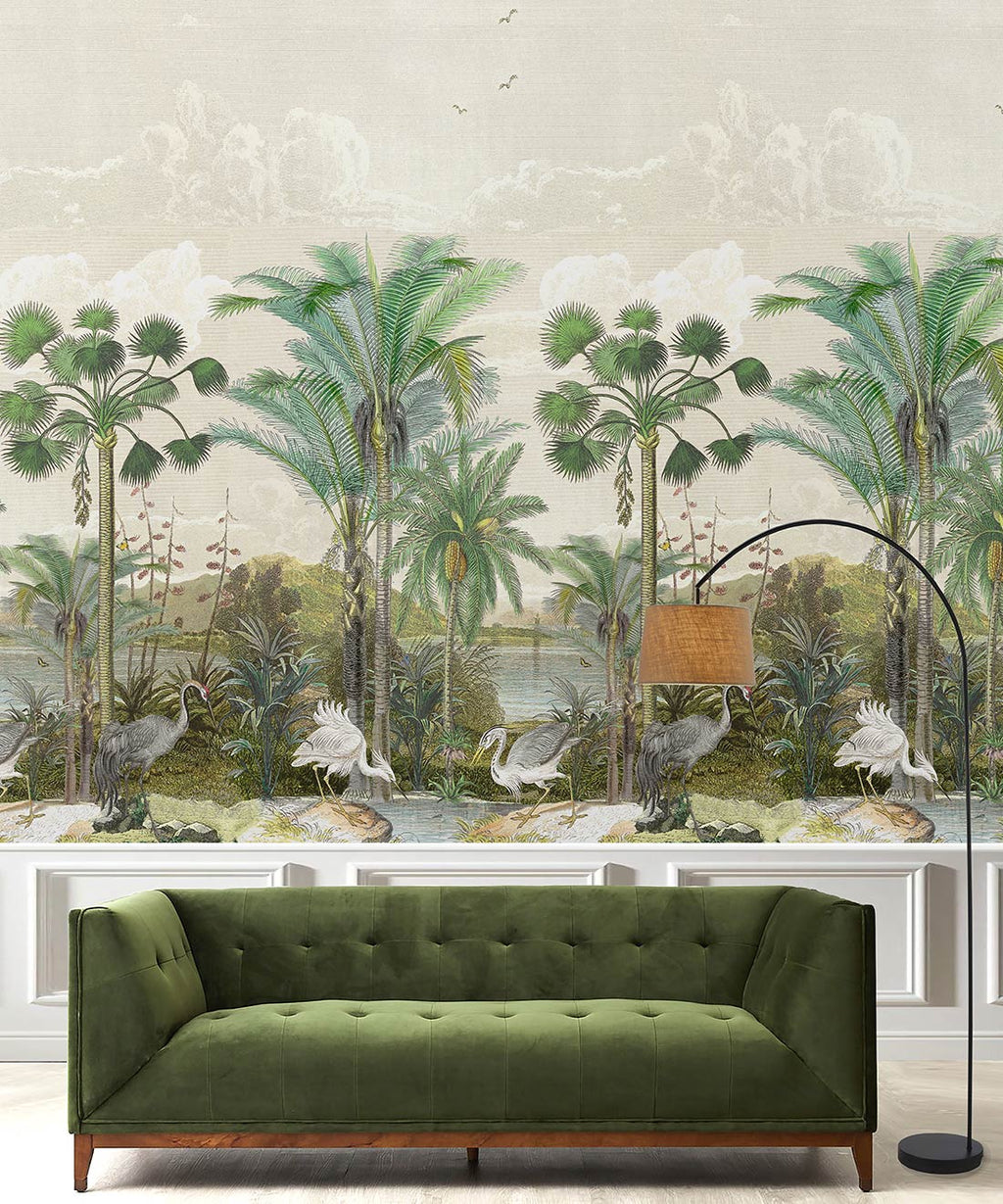 South Asian Subcontinent Mural, Beige