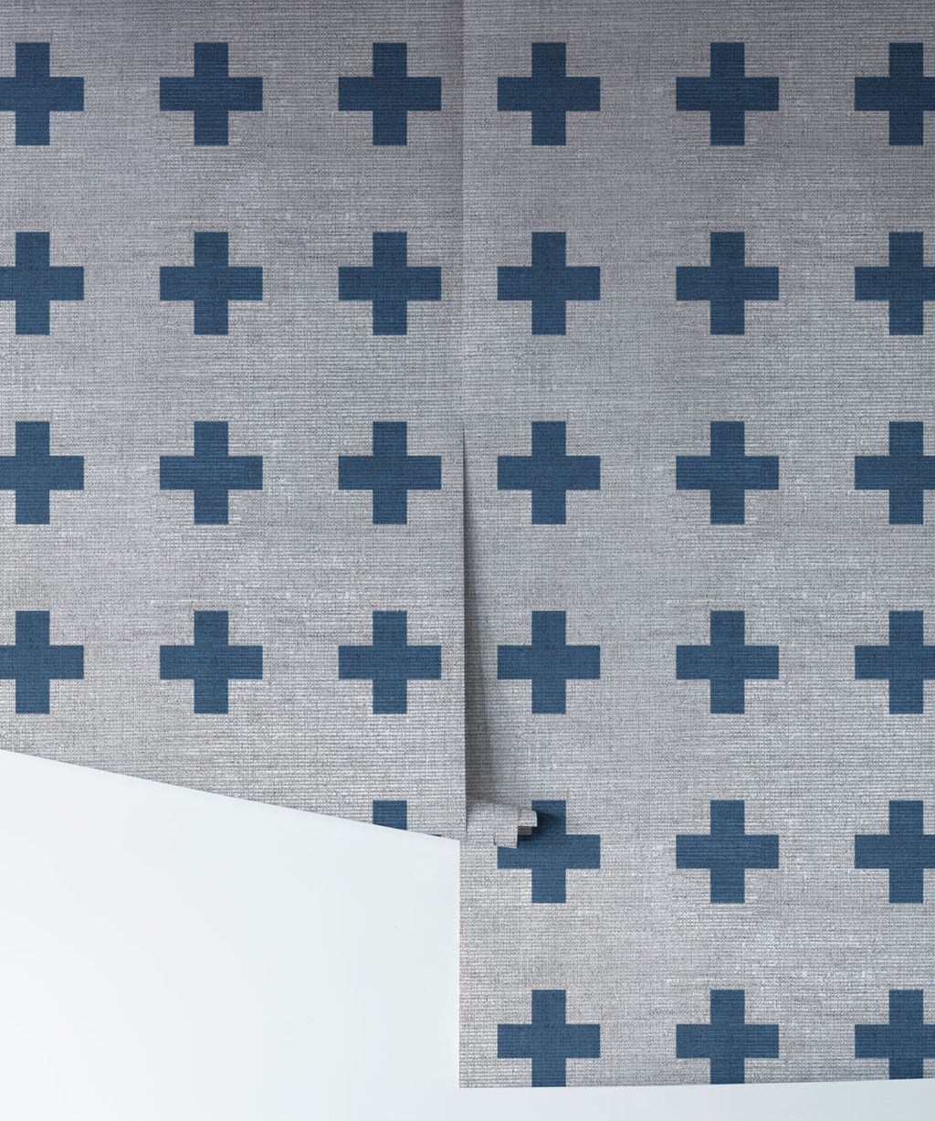 Swiss Linen Wallpaper, Navy