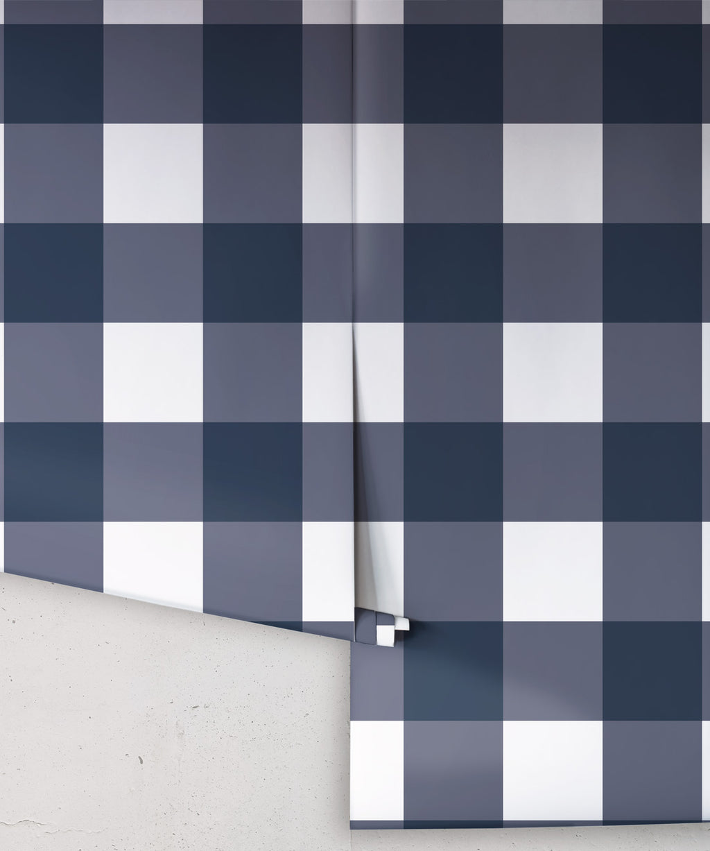 Mel’s Buffalo Check Wallpaper, Navy