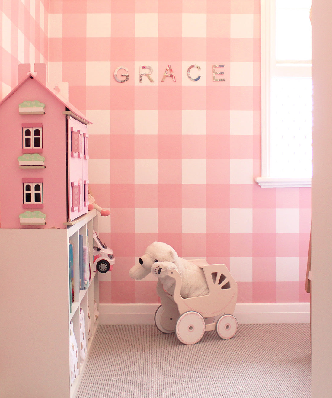 Mel’s Buffalo Check Wallpaper, Pink