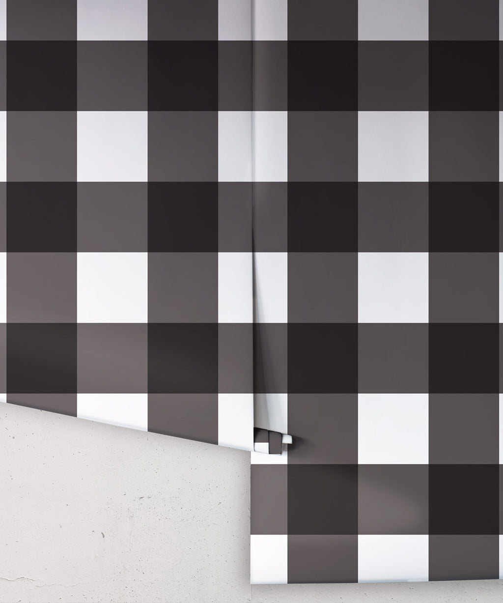 Mel’s Buffalo Check Wallpaper, Charcoal