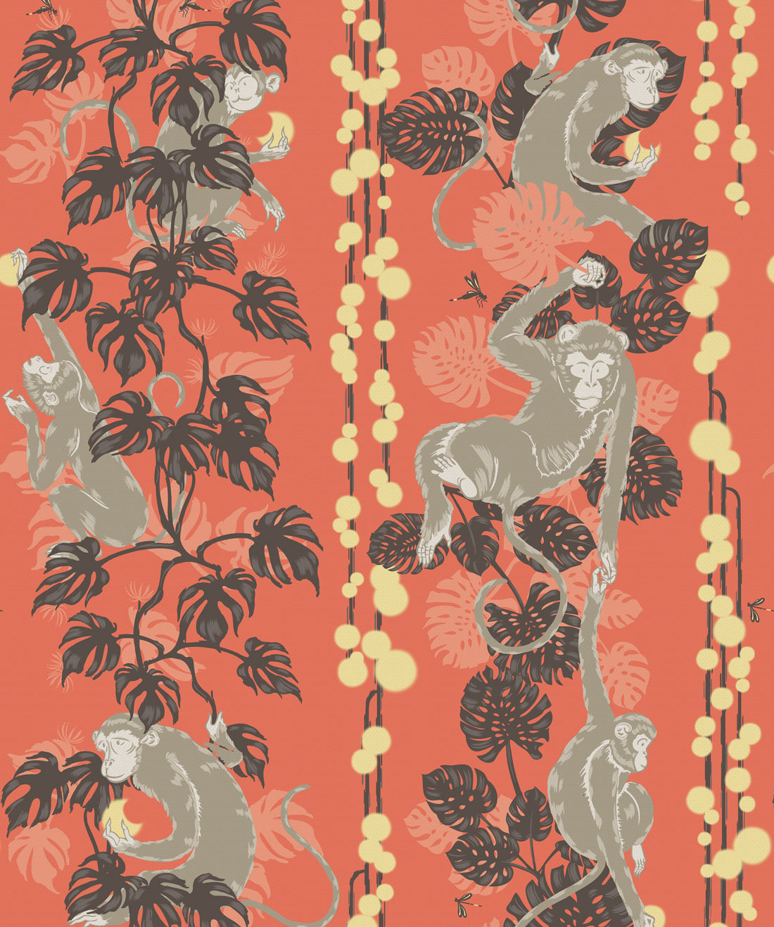 5 Monkeys Wallpaper, Terracotta