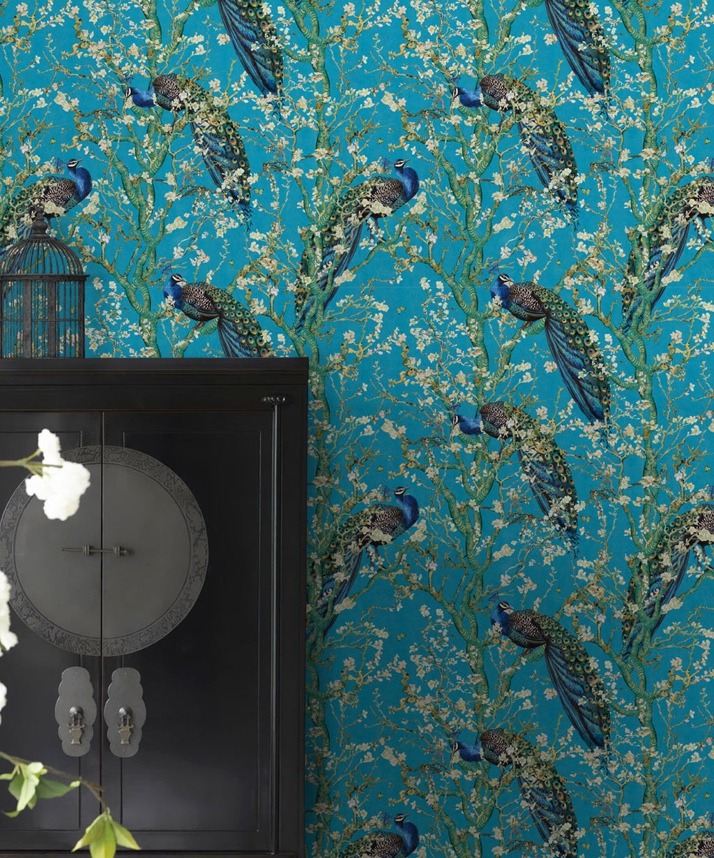 Almond Blossom Wallpaper, Duck Egg