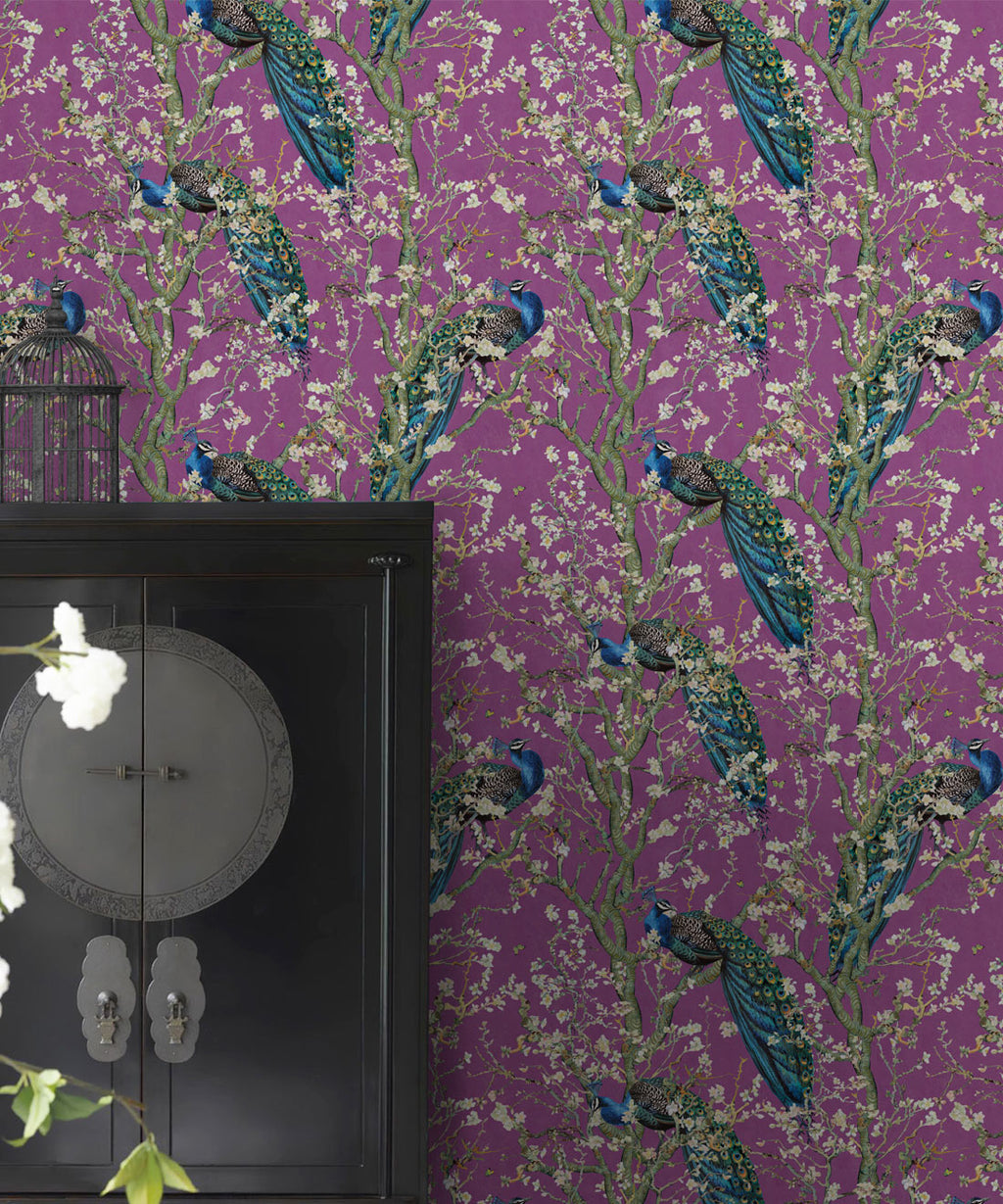 Almond Blossom Wallpaper, Eggplant