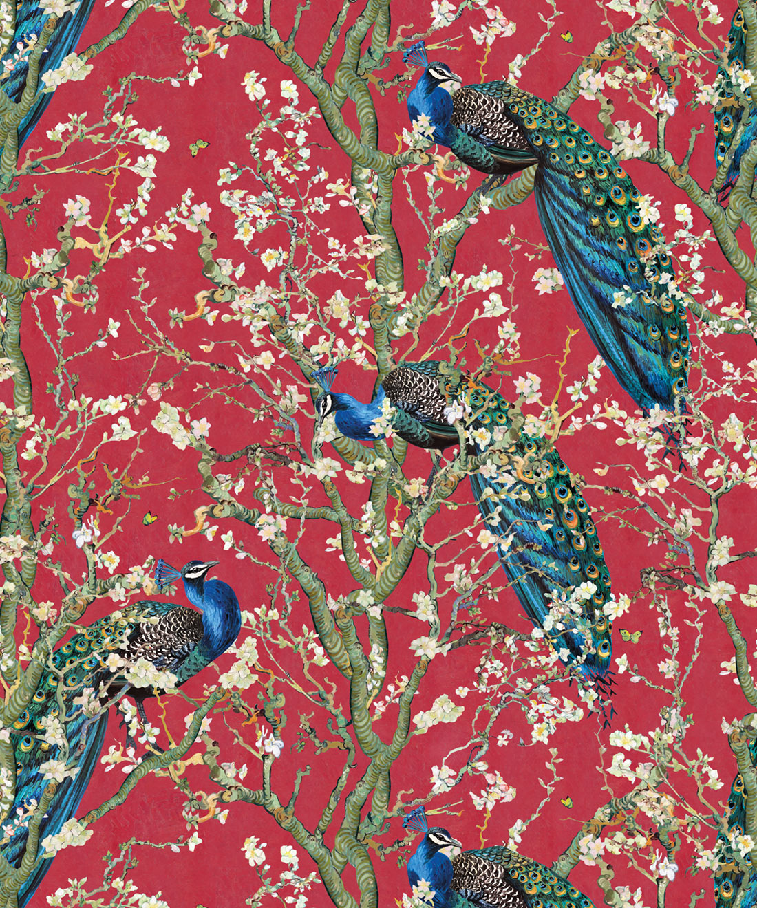 Almond Blossom Wallpaper, Red Lantern