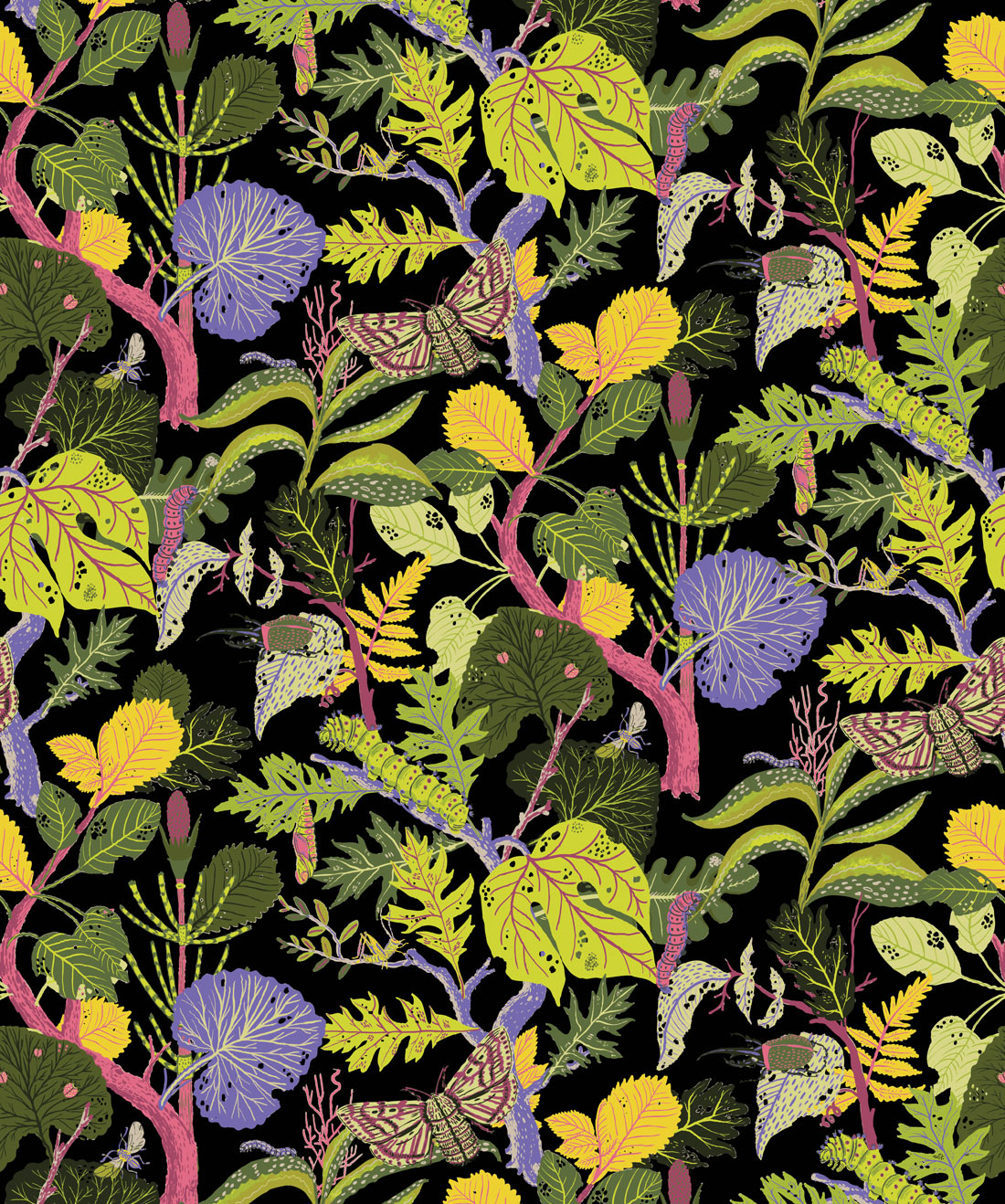 Caterpillar Wallpaper, Black