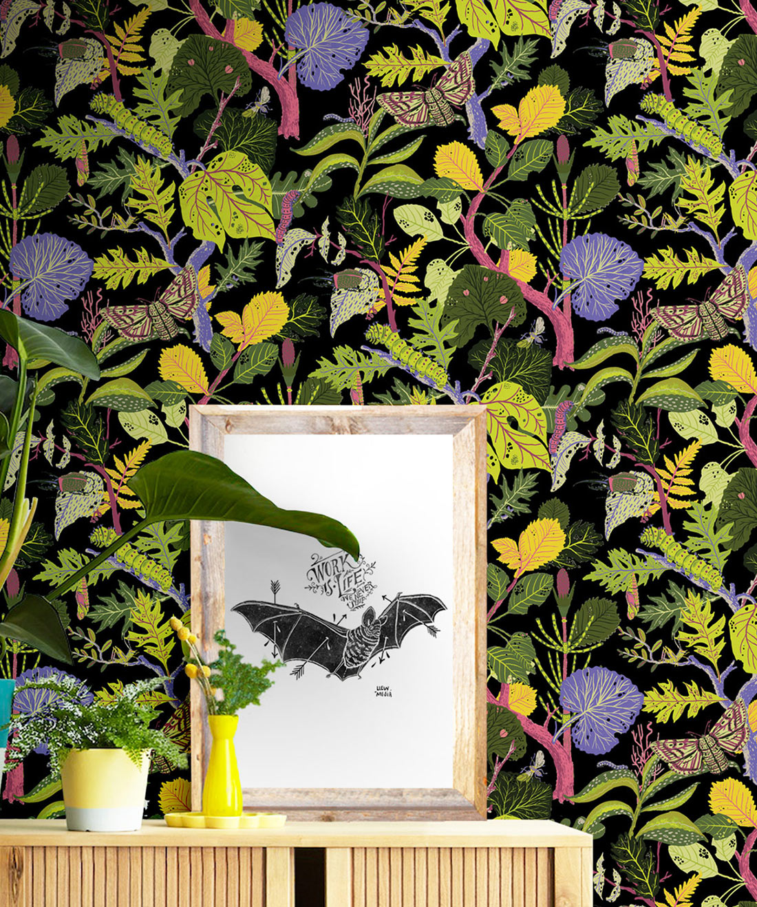 Caterpillar Wallpaper, Black