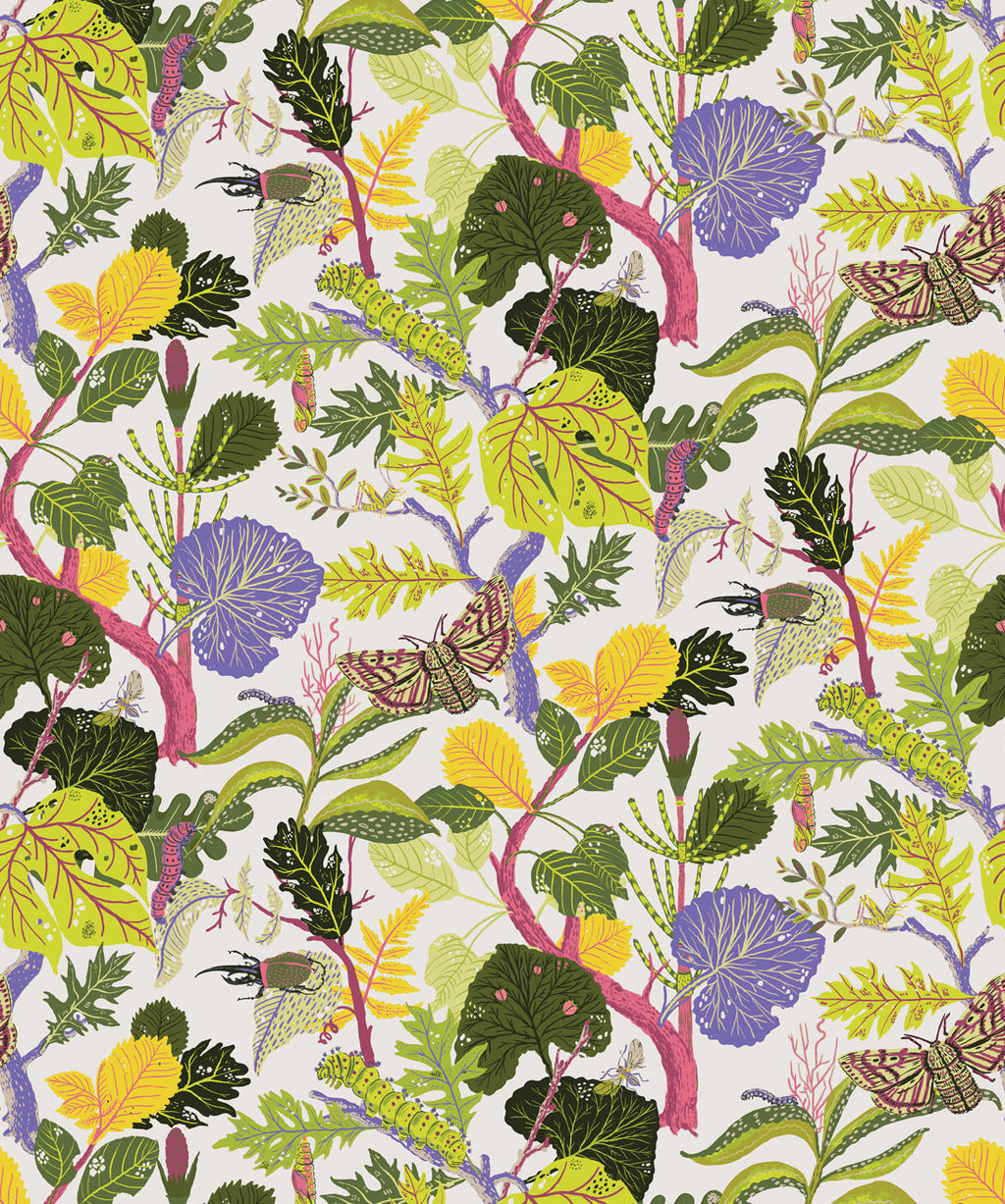 Caterpillar Wallpaper, White