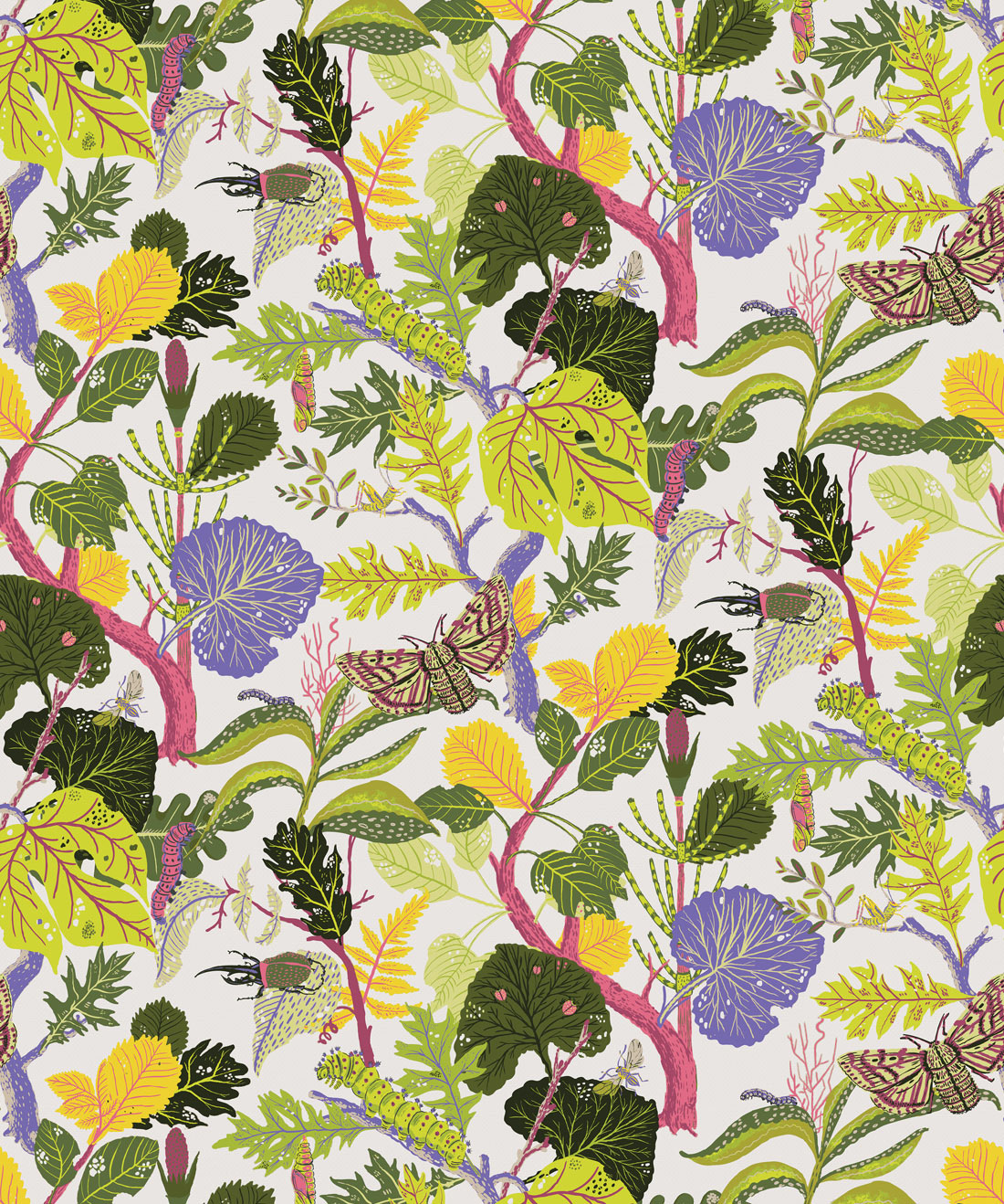 Caterpillar Wallpaper, White