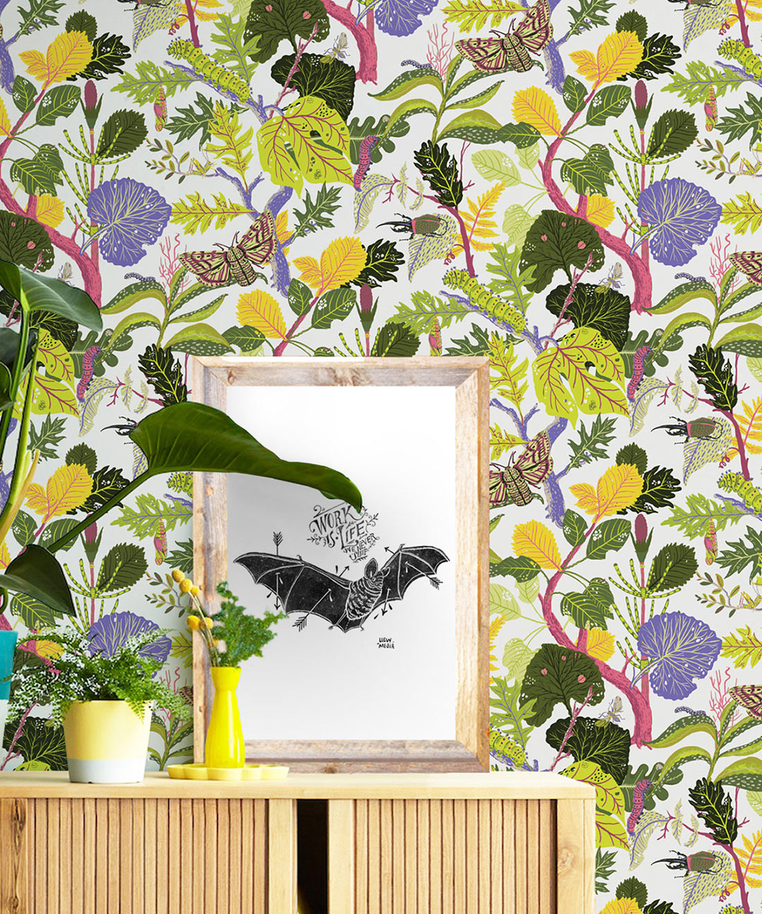 Caterpillar Wallpaper, White