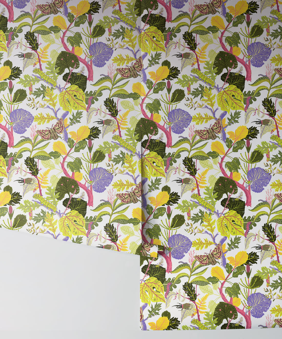 Caterpillar Wallpaper, White