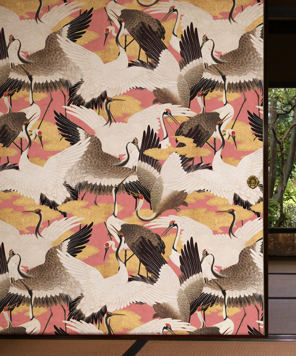 Cranes Wallpaper, Pinku