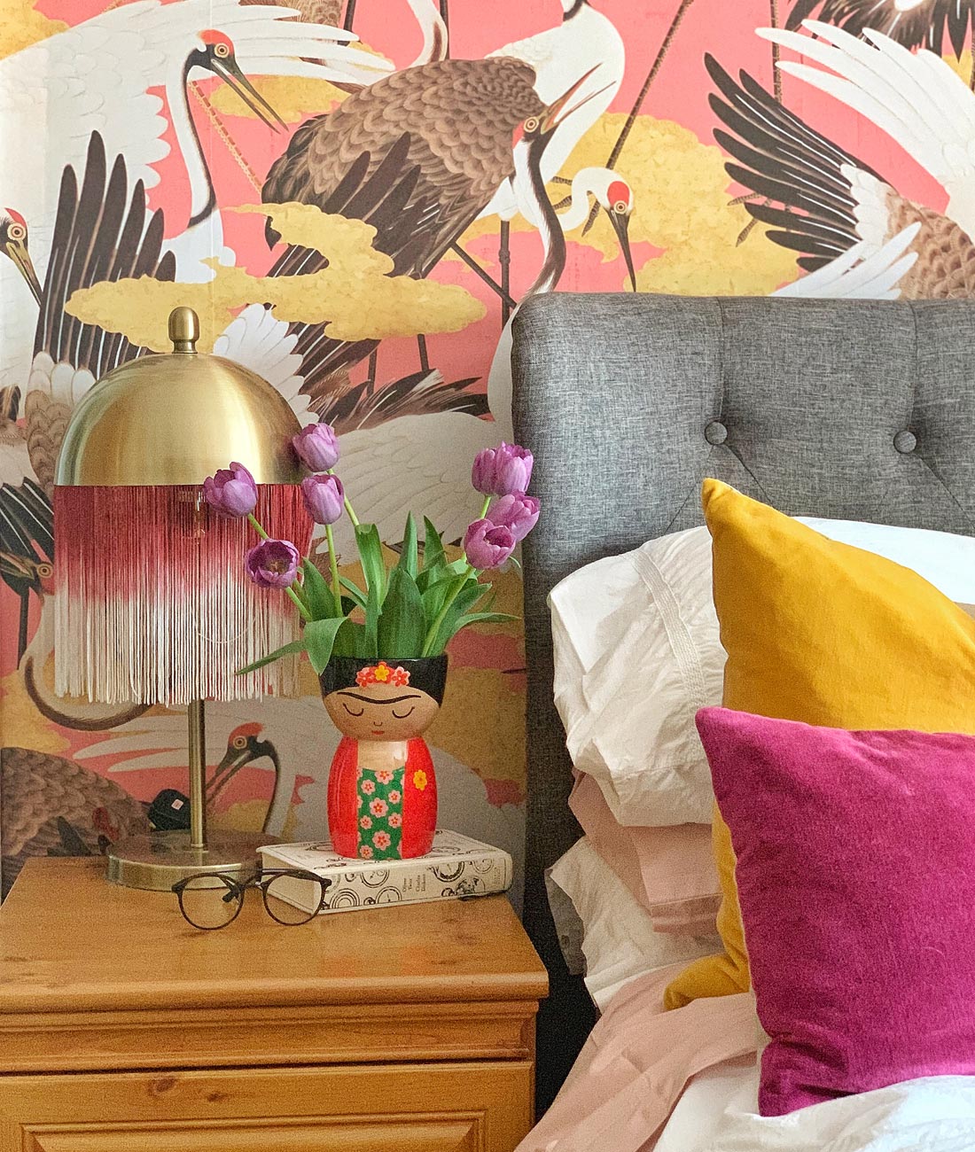 Cranes Wallpaper, Pinku