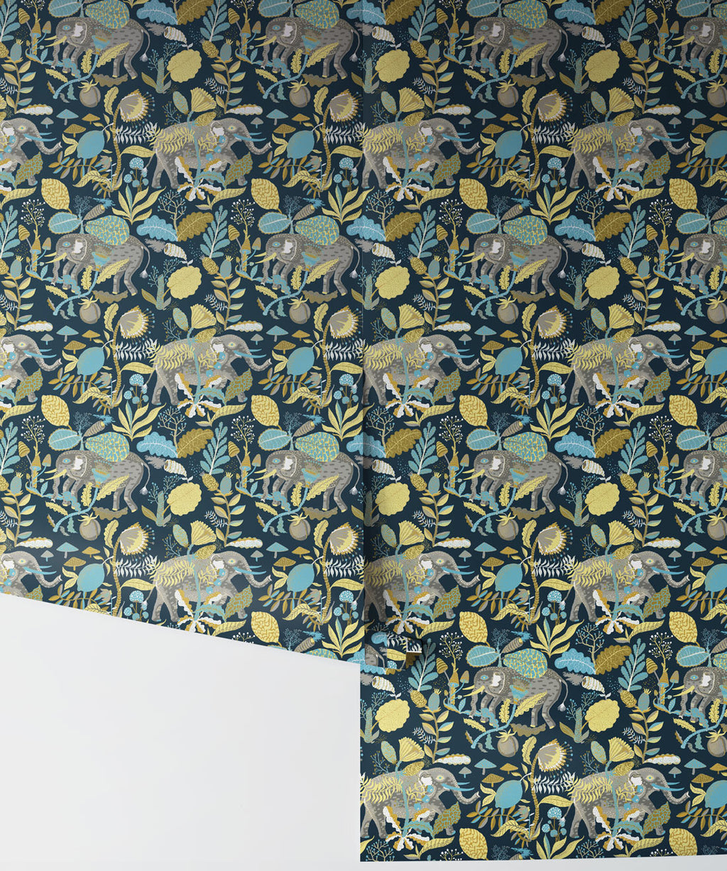 Elephant Wallpaper, Saffron Blue