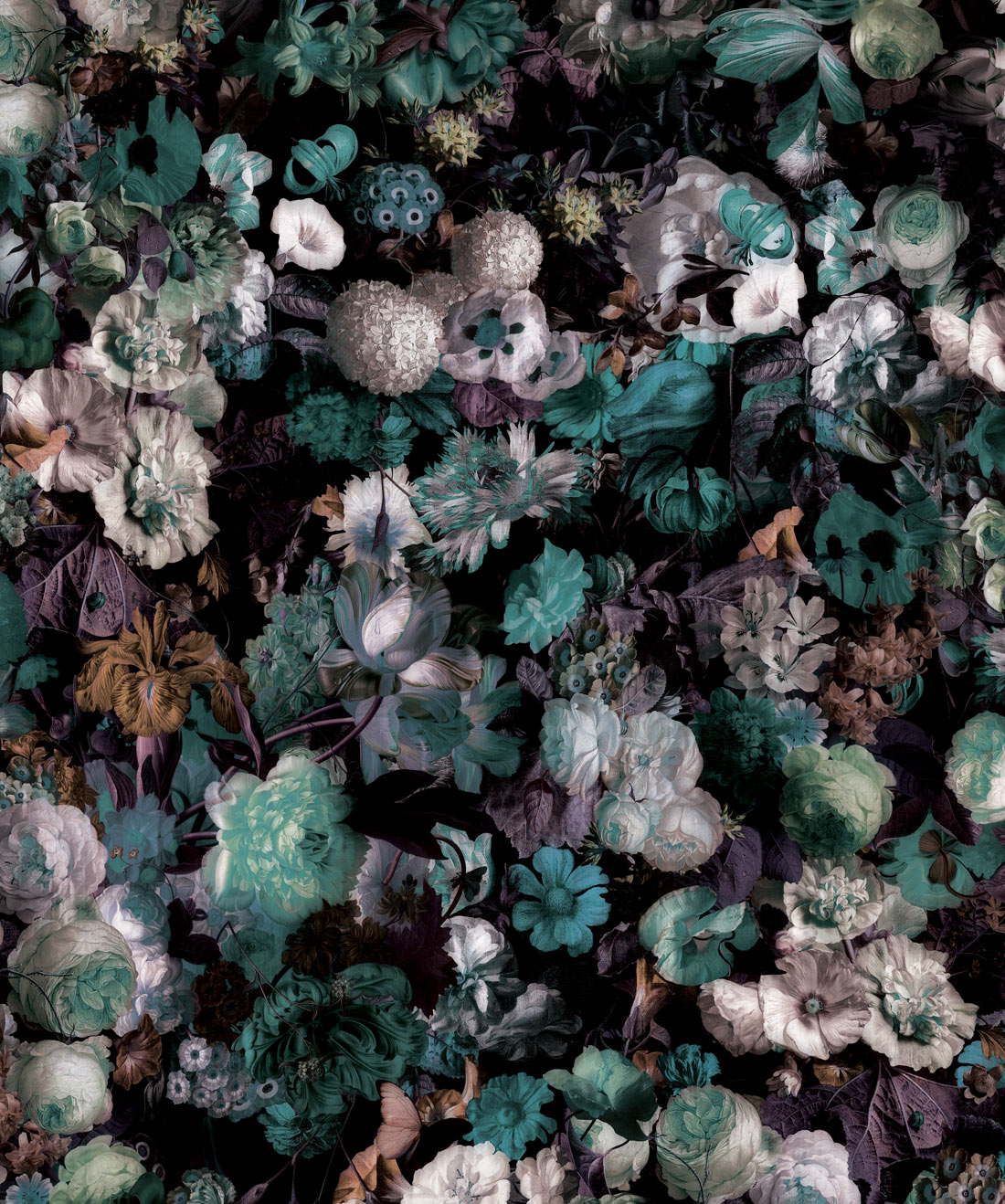 Flower Pool Wallpaper, Blue Frost
