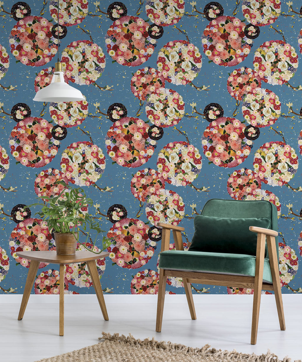 Flower Bomb Wallpaper, Blue