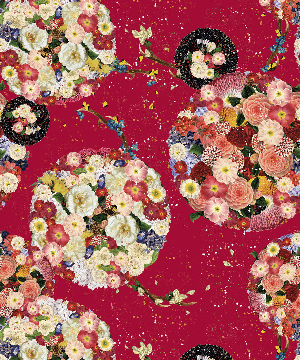 Flower Bomb Wallpaper, Red