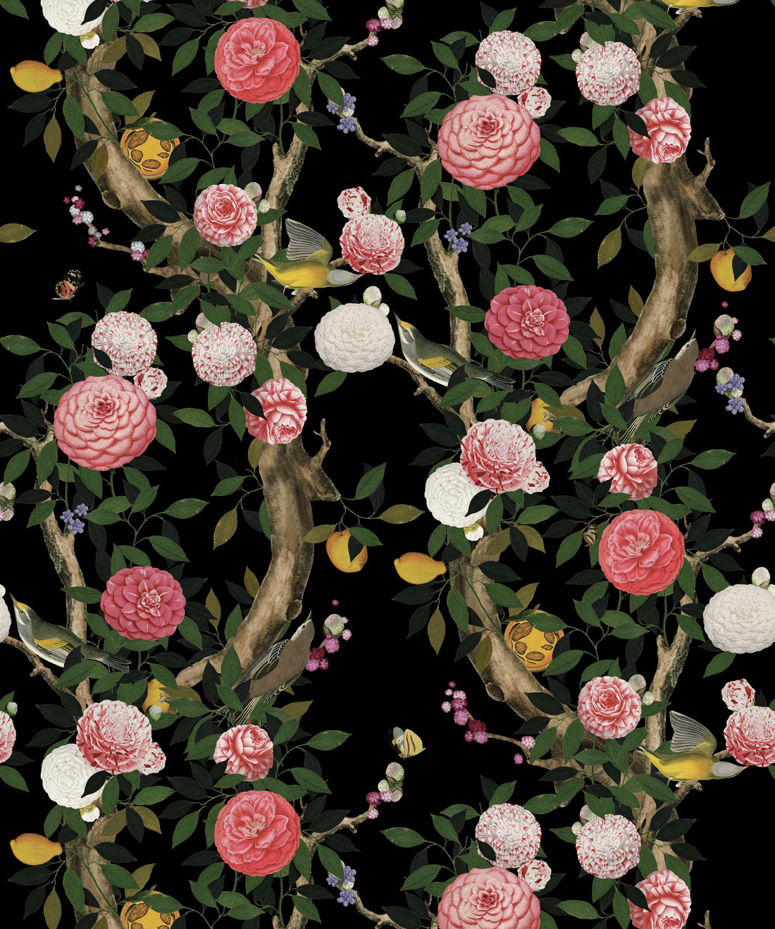 Garden Bloom Wallpaper, Black