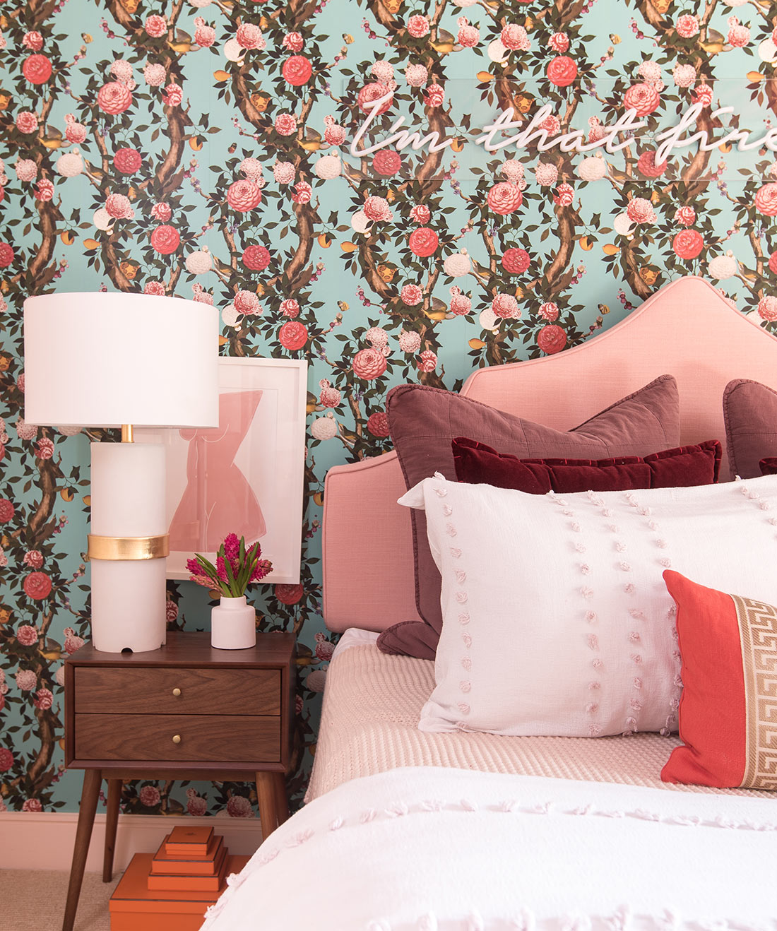 Garden Bloom Wallpaper, Teal