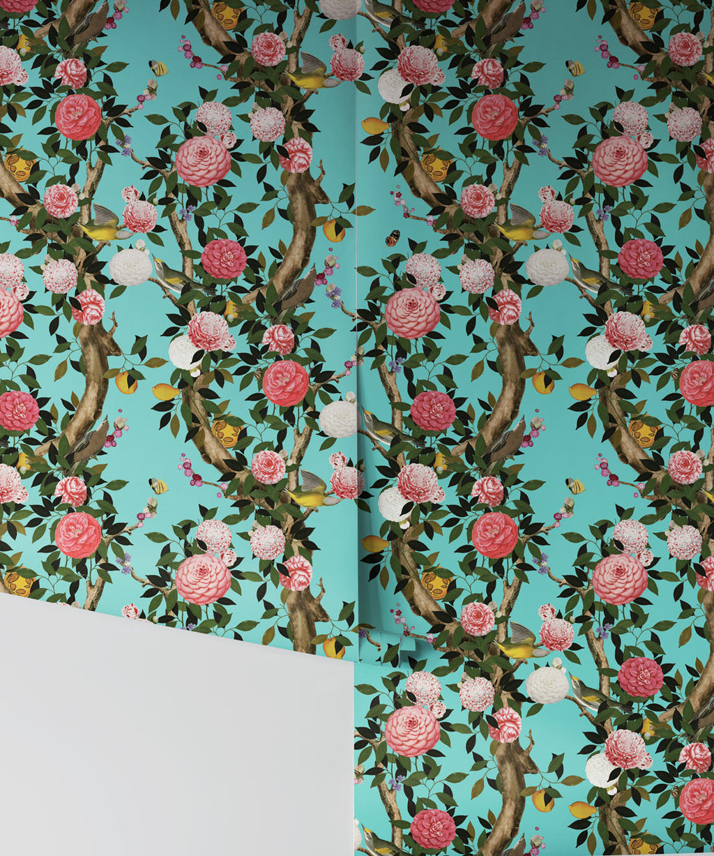 Garden Bloom Wallpaper, Teal