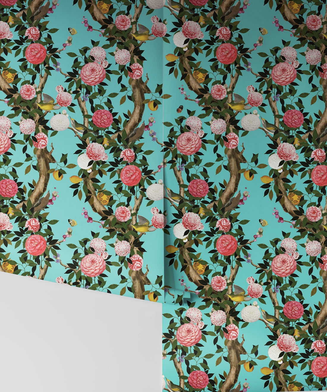 Garden Bloom Wallpaper, Teal