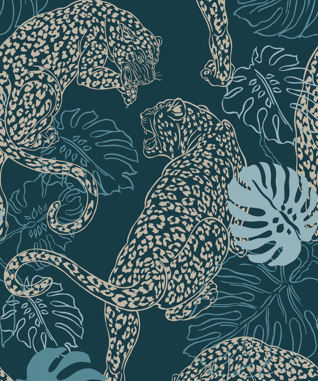 Leopard Wallpaper, Cobalt