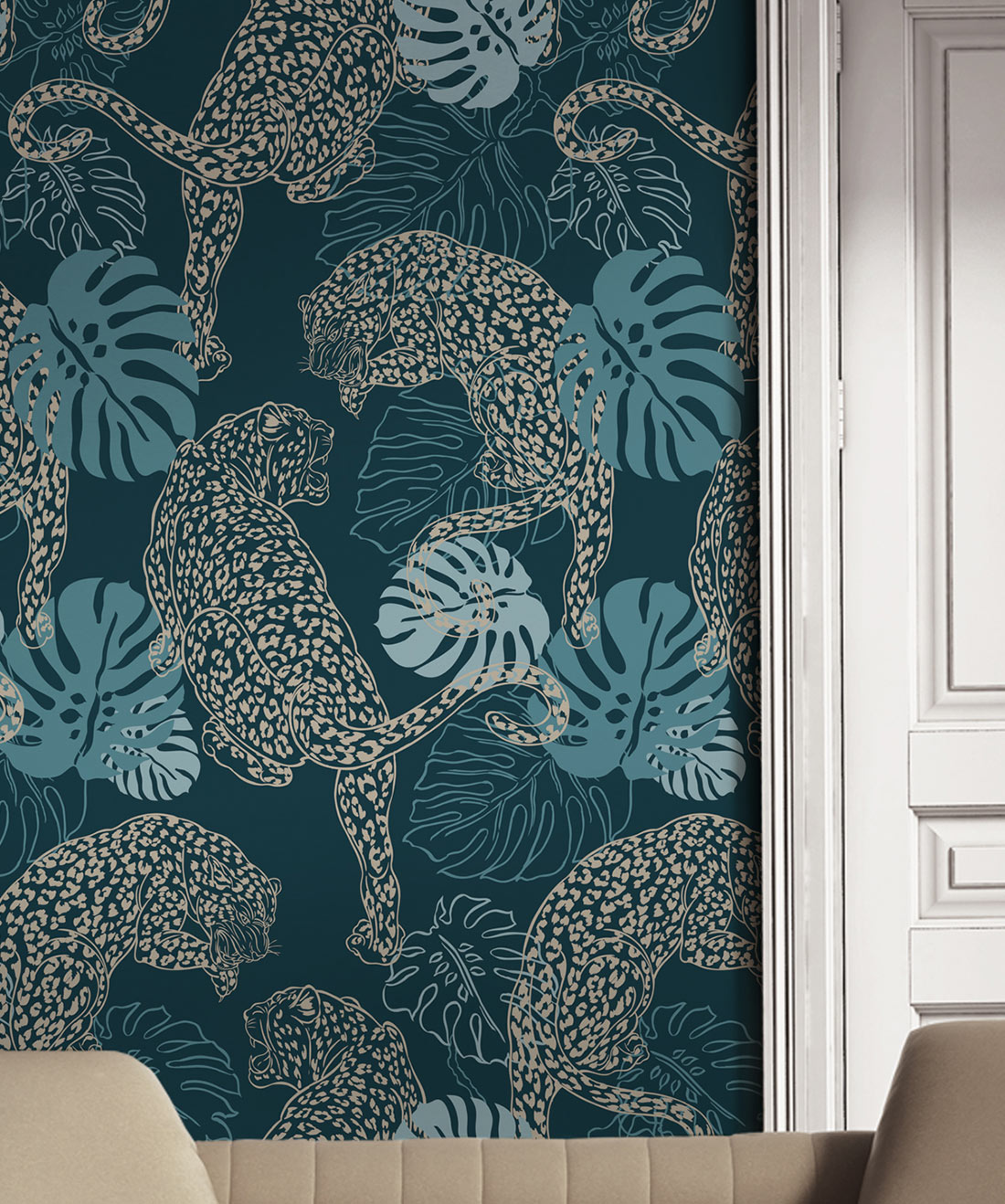 Leopard Wallpaper, Cobalt