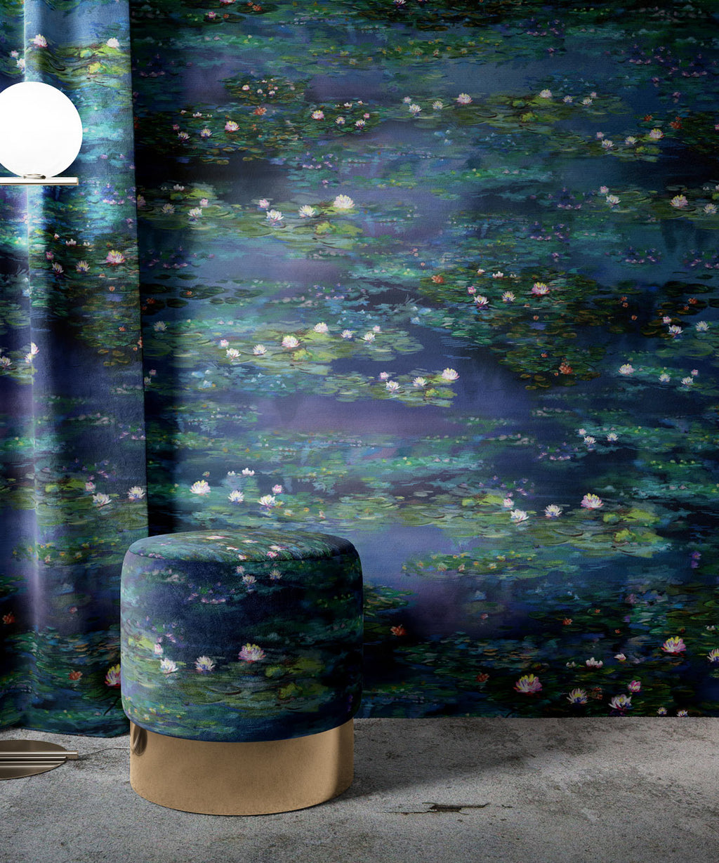 Water Lillies Wallpaper, Blue