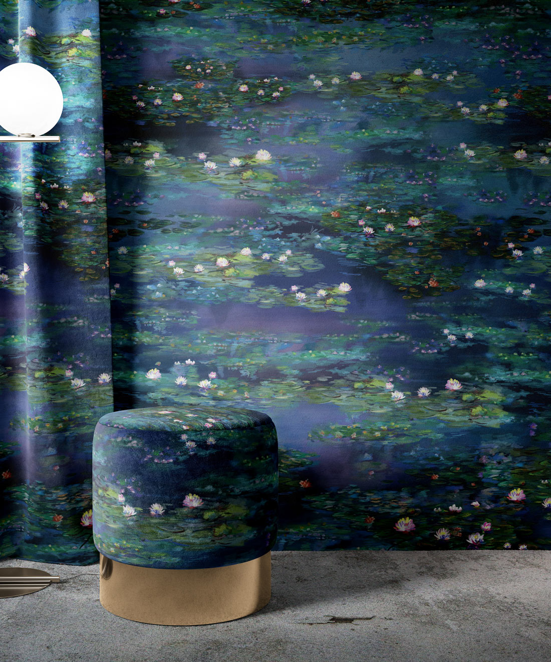 Water Lillies Wallpaper, Blue