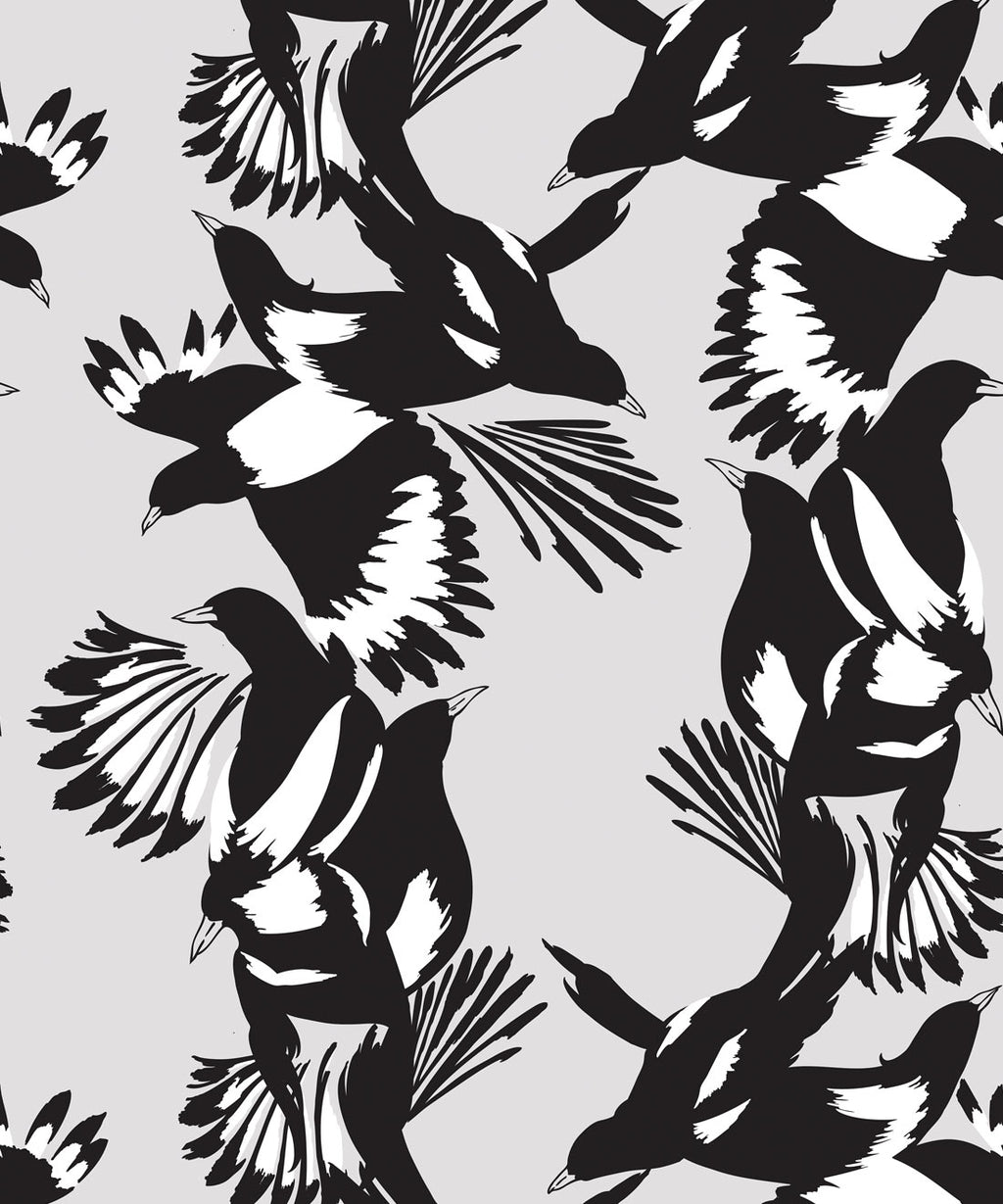 Magpie Wallpaper, Black & White