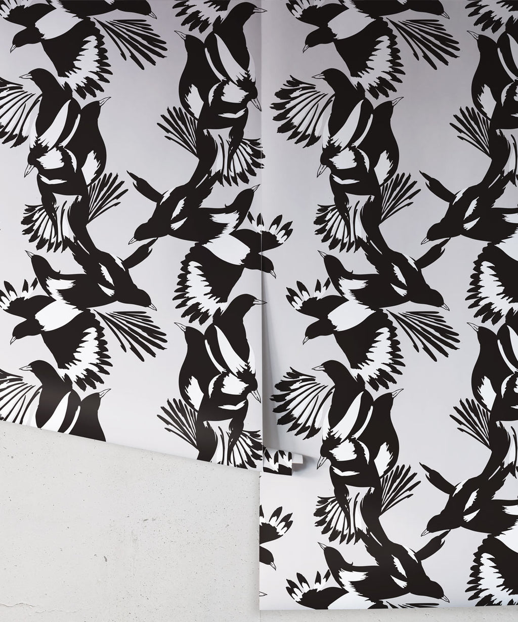 Magpie Wallpaper, Black & White