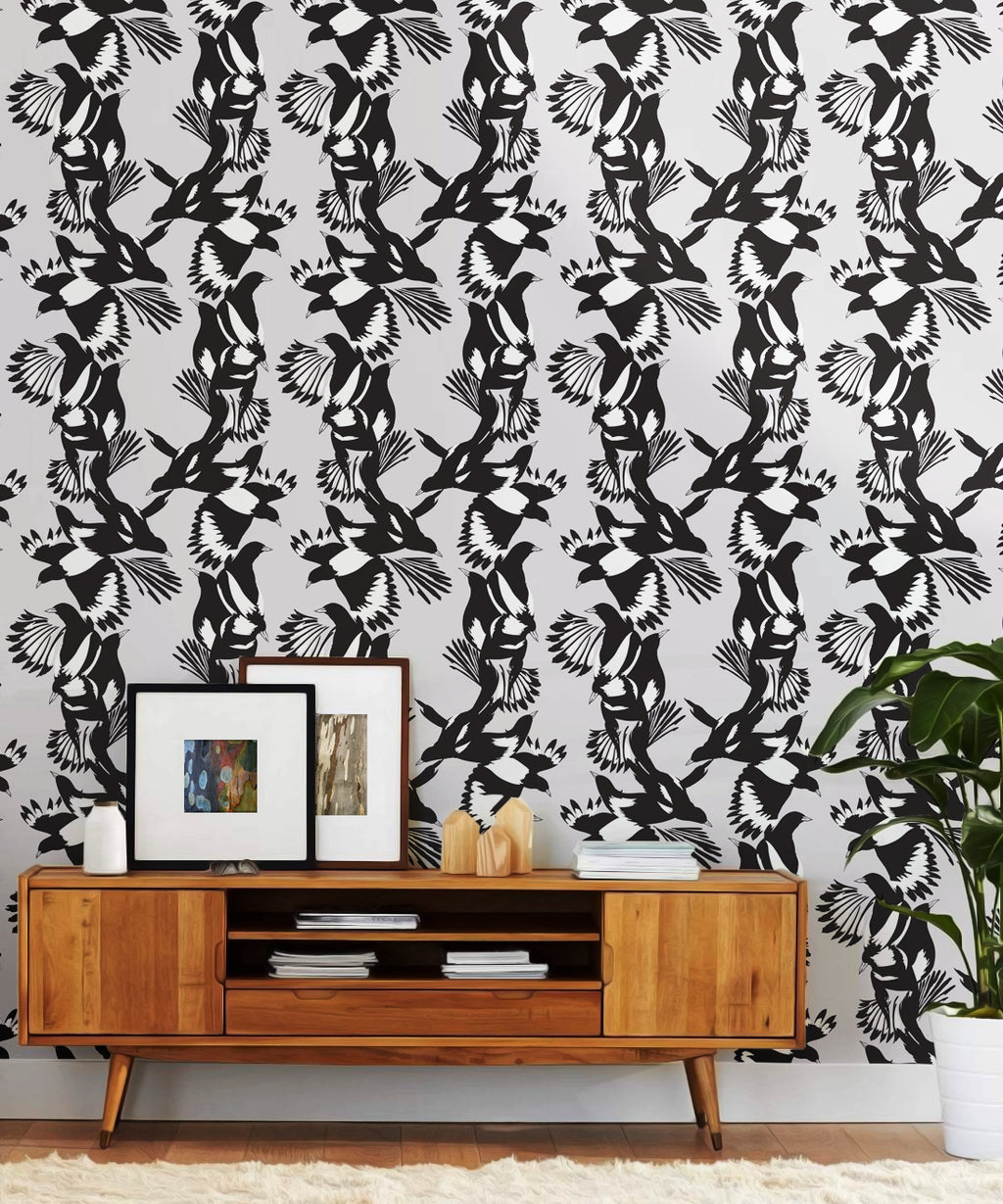 Magpie Wallpaper, Black & White