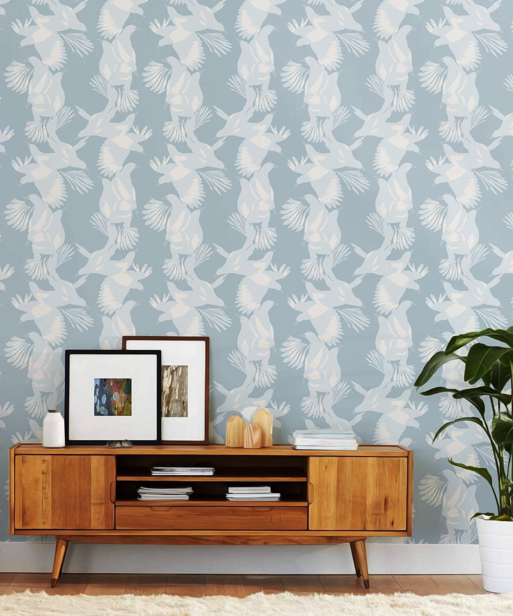 Magpie Wallpaper, Blue Bell