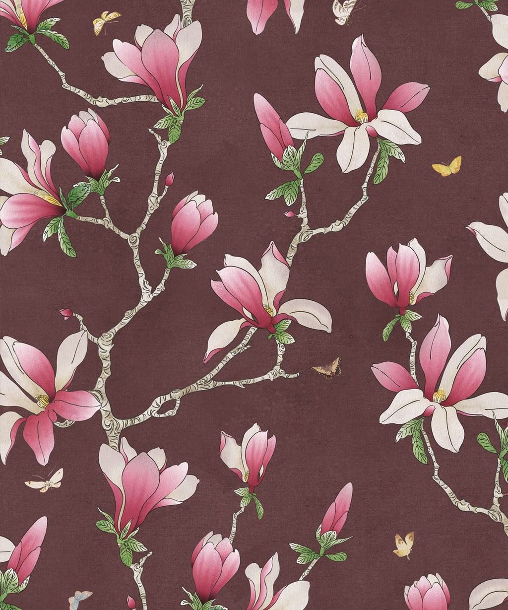 Magnolia Wallpaper, Plum