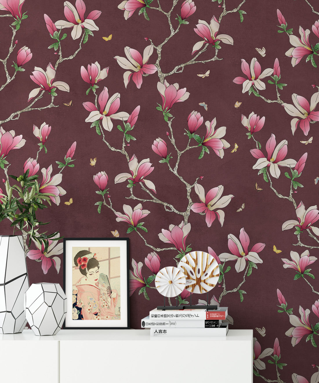 Magnolia Wallpaper, Plum